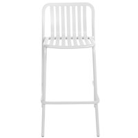 BFM Seating PHKWBS-WH Key West White Vertical Slat Powder Coated Aluminum Stackable Outdoor / Indoor Bar Height Chair