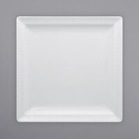 RAK Porcelain CHPCLSP24 Charm 9 7/16 inch Bright White Embossed Square Porcelain Plate - 12/Case