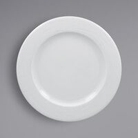 RAK Porcelain HMPASFP24 Helm 9 1/2" Bright White Embossed Wide Rim Round Flat Porcelain Plate - 12/Case