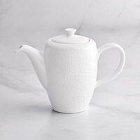 RAK Porcelain CHPCLCP35 Charm 11.85 oz. Bright White Embossed Porcelain Coffee Pot with Lid - 4/Case