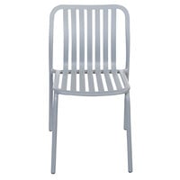 BFM Seating PHKWSC-SG Key West Soft Gray Vertical Slat Powder Coated Aluminum Stackable Outdoor / Indoor Side Chair
