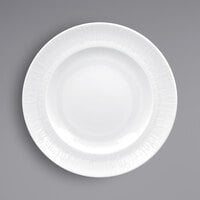 RAK Porcelain SOPCLFP24 Soul 9 7/16 inch Bright White Embossed Wide Rim Round Flat Porcelain Plate - 12/Case