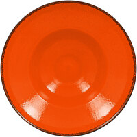 RAK Porcelain FRCLXD26OR Fire 10 1/4 inch Orange Round Wide Rim Extra Deep Porcelain Plate - 6/Case