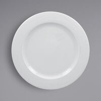 RAK Porcelain HMPASFP25 Helm 9 7/8" Bright White Embossed Wide Rim Round Flat Porcelain Plate - 12/Case