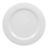 RAK Porcelain Helm 9 7/8" Bright White Embossed Wide Rim Round Flat Porcelain Plate - 12/Case