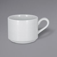 RAK Porcelain HMPASSC20 Helm 6.75 oz. Bright White Embossed Stackable Porcelain Coffee Cup - 12/Case