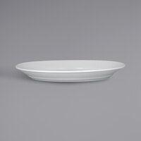 RAK Porcelain HMPASOD32 Helm 12 5/8 inch x 9 1/4 inch Bright White Embossed Oval Deep Porcelain Plate - 6/Case