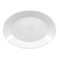 RAK Porcelain Helm 12 5/8" x 9 1/4" Bright White Embossed Oval Deep Porcelain Plate - 6/Case