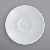RAK Porcelain CHPCLSA13 Charm 5 1/16 inch Bright White Embossed Round Porcelain Saucer - 12/Case