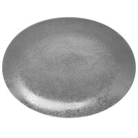 RAK Porcelain SHNNOP36 Shale 14 3/16 inch x 10 5/8 inch Grey Porcelain Oval Coupe Platter - 6/Case