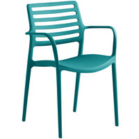 Lancaster Table & Seating Allegro Teal Stackable Resin Arm Chair