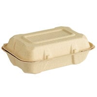 Fabri-Kal 9509821 Greenware 9 inch x 6 inch 1-Compartment Plant Fiber Blend Hinged Container - 200/Case