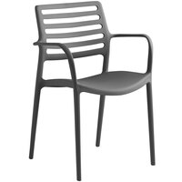 Lancaster Table & Seating Allegro Charcoal Stackable Resin Arm Chair