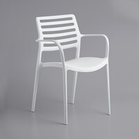 Lancaster Table & Seating Allegro White Stackable Resin Arm Chair