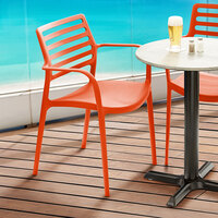 Lancaster Table & Seating Allegro Orange Stackable Resin Arm Chair