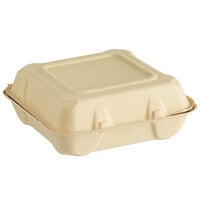 Fabri-Kal 9509822 Greenware 9 inch x 9 inch 1-Compartment Plant Fiber Blend Hinged Container - 200/Case