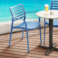 Lancaster Table & Seating Allegro Blue Stackable Resin Arm Chair