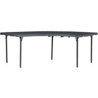 ZOWN 60527SGY1E 96 inch x 30 inch Gray Commercial Blow Molded Half-Moon Resin Folding Table