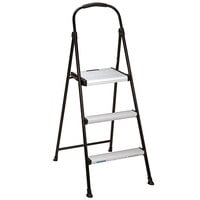 Cosco 11425ABK1E Silver / Black 3-Step Folding Step Stool with Rubber Hand Grip