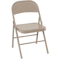 Bridgeport Essentials C711BP14ANT4E Antique Linen Steel Folding Chair with Contoured Seat Back - 4/Pack