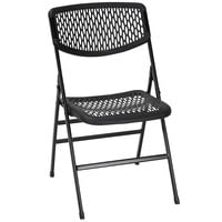 Bridgeport Essentials C863BP60BLK2E Black Resin Folding Chair with Mesh Seat and Back - 2/Pack
