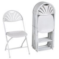 ZOWN 60542WHT8E Premium White Commercial Banquet Folding Chair with Fan Design - 8/Pack