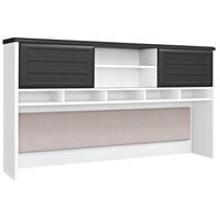 Bridgeport 9909296 V-2 Gray / White Hutch with 2 Sliding Doors, 5 Cubbies, and Fabric Pin Board