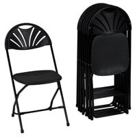 ZOWN 60542BLK8E Premium Black Commercial Banquet Folding Chair with Fan Design - 8/Pack