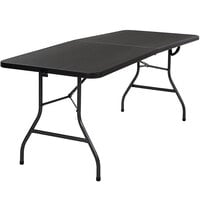 Bridgeport Essentials C678BP14BLK1 30" x 72" Black Resin Fold-in-Half Blow Molded Table with Steel Powder Coated Frame