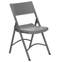 ZOWN 60410SGY4E Commercial Gray Resin Folding Chair - 4/Pack
