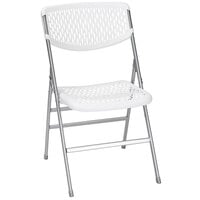 Bridgeport Essentials C863BP60WHP2E White Resin Folding Chair with Mesh Seat and Back - 2/Pack