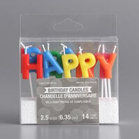 Creative Converting 100118 Assorted Primary Color Happy Birthday! Candle Pick Set - 14/Set