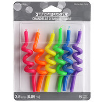 Creative Converting 347187 Curly Assorted Neon Color Candles - 6/Pack