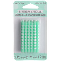 Creative Converting 324502 Fresh Mint Green Candle with White Polka Dots - 12/Pack