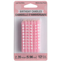 Creative Converting 101147 Classic Pink Candle with White Polka Dots - 12/Pack