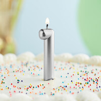 Creative Converting 339964 3 inch Silver 1 inch Candle