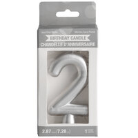 Creative Converting 339965 3 inch Silver 2 inch Candle