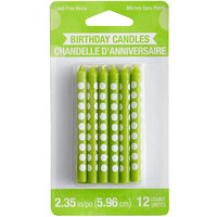 Creative Converting 101140 Fresh Lime Green Candle with White Polka Dots - 12/Pack
