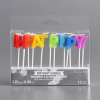 Creative Converting 347175 Assorted Rainbow Color Happy Birthday Candle Pick Set - 13/Set