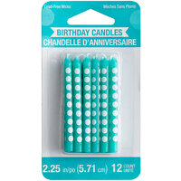 Creative Converting 329630 Teal Lagoon Candle with White Polka Dots - 12/Pack