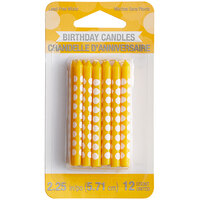 Creative Converting 324576 School Bus Yellow Candle with White Polka Dots - 12/Pack