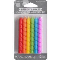 Creative Converting 347177 3 inch Rainbow Color Spiral Candles - 12/Pack