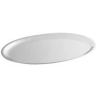 Choice 8 inch x 11 inch Oval Stainless Steel Sizzler Platter