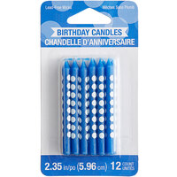 Creative Converting 101144 Cobalt Blue Candle with White Polka Dots - 12/Pack