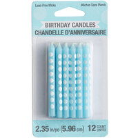 Creative Converting 101151 Pastel Blue Candle with White Polka Dots - 12/Pack