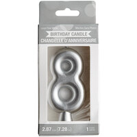 Creative Converting 339971 3 inch Silver 8 inch Candle