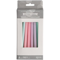 Creative Converting 339976 4 inch Assorted Pastel Color Tall Candles - 12/Pack