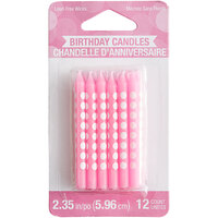 Creative Converting 101141 Candy Pink Candle with White Polka Dots - 12/Pack