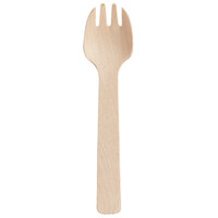 TreeVive by EcoChoice 4 inch Compostable Wooden Tasting Spork - 25/Pack