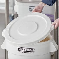 Baker's Mark 20 Gallon / 320 Cup White Round Ingredient Bin Lid